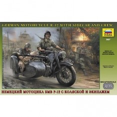 BMW R-12 Motorradmodellbausatz mit deutschem Beiwagen und Besatzung